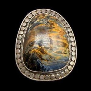 Vintage Sterling Silver 925 Pietersite GemStone Pendant and Brooch